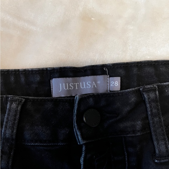 Black distressed denim shorts, size 28 - Picture 3 of 3